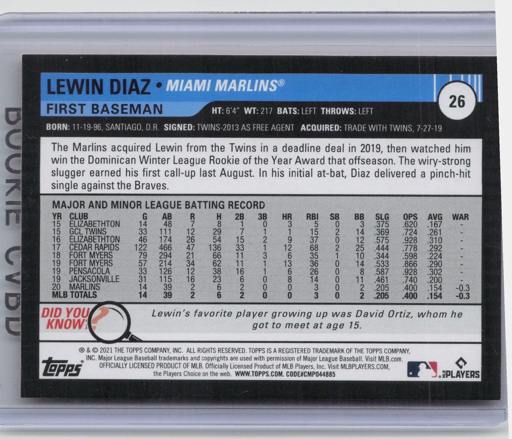 2021 Topps Big League #26 Lewin Diaz Orange