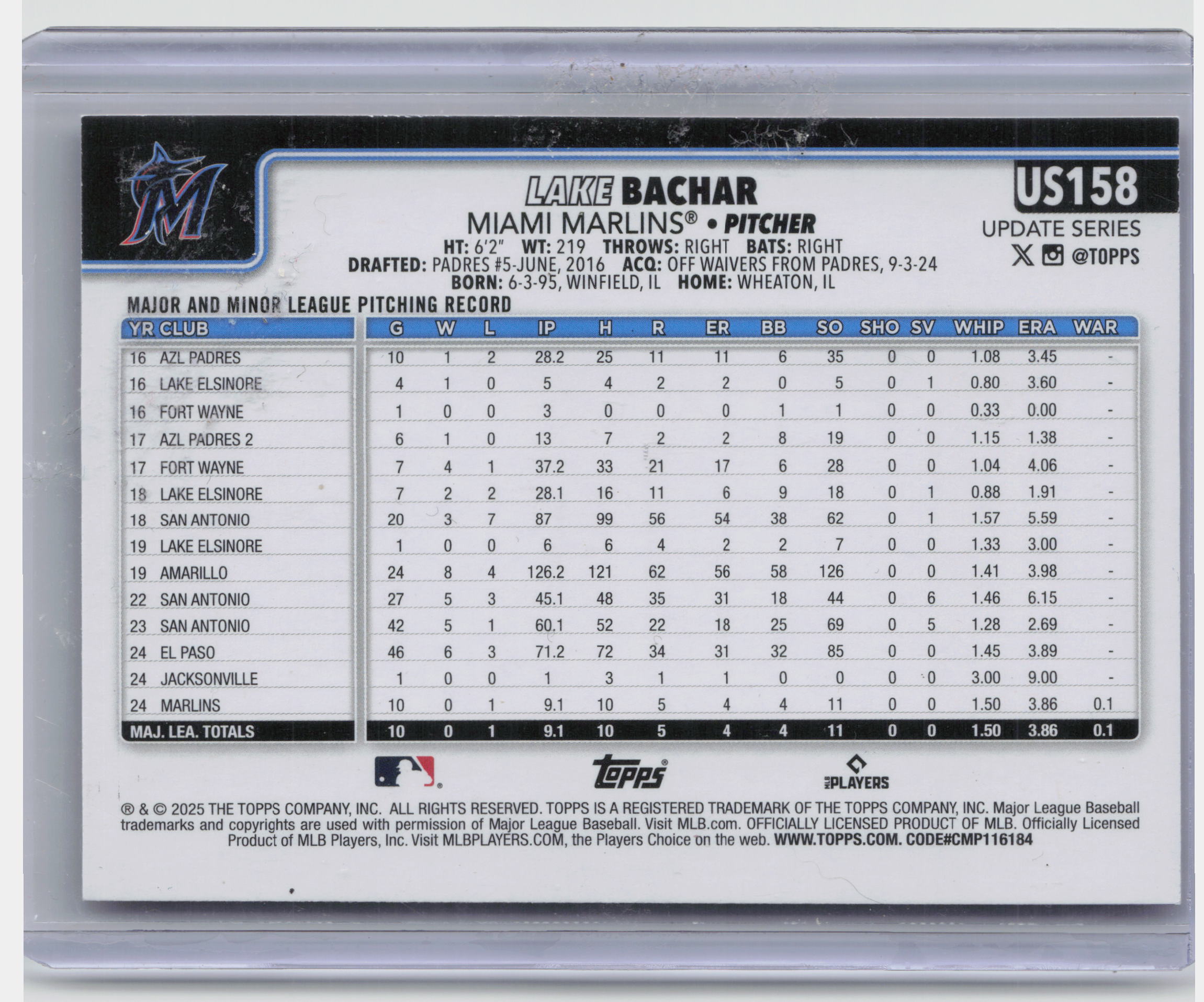 2025 Topps Update #US158 Lake Bachar Holiday