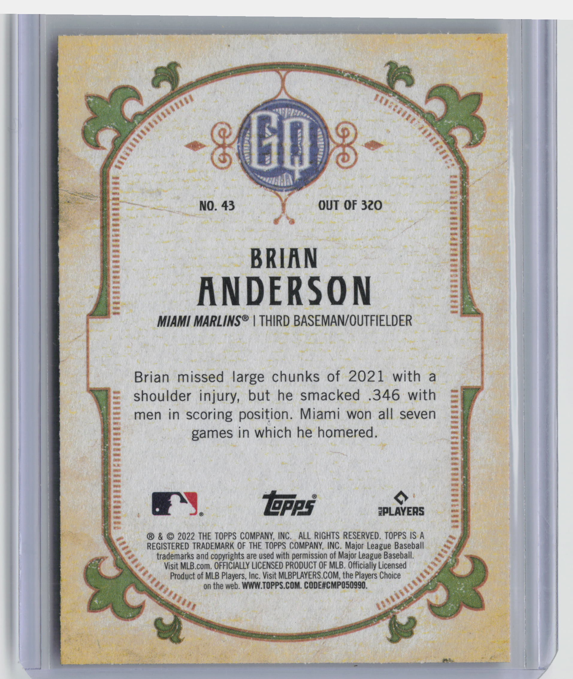 2022 Topps Gypsy Queen #43 Brian Anderson Green