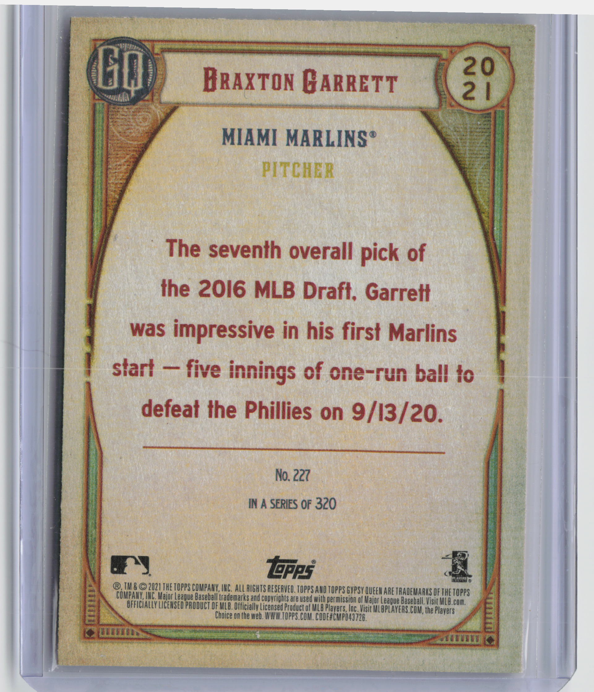 2021 Topps Gypsy Queen #227 Braxton Garrett