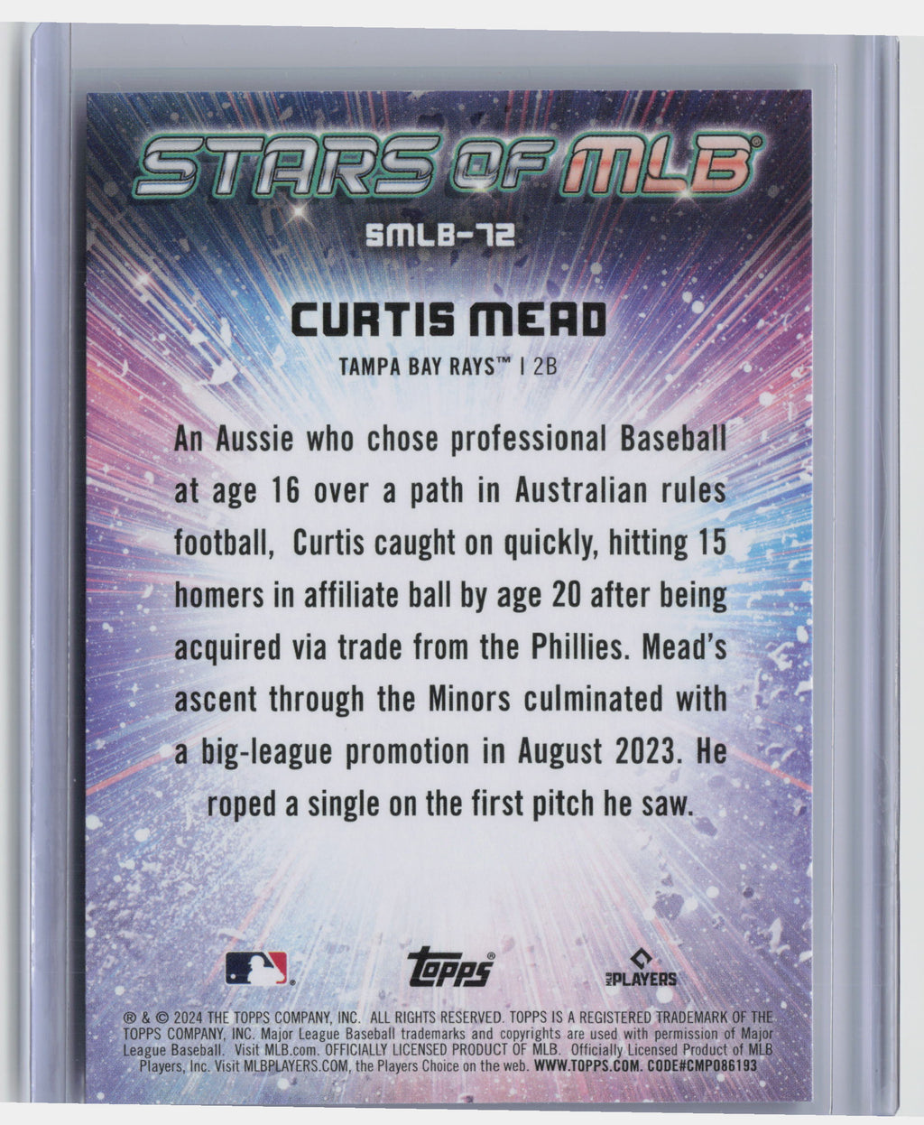 2024 Topps Update #SMLB-72 Curtis Mead Stars of MLB
