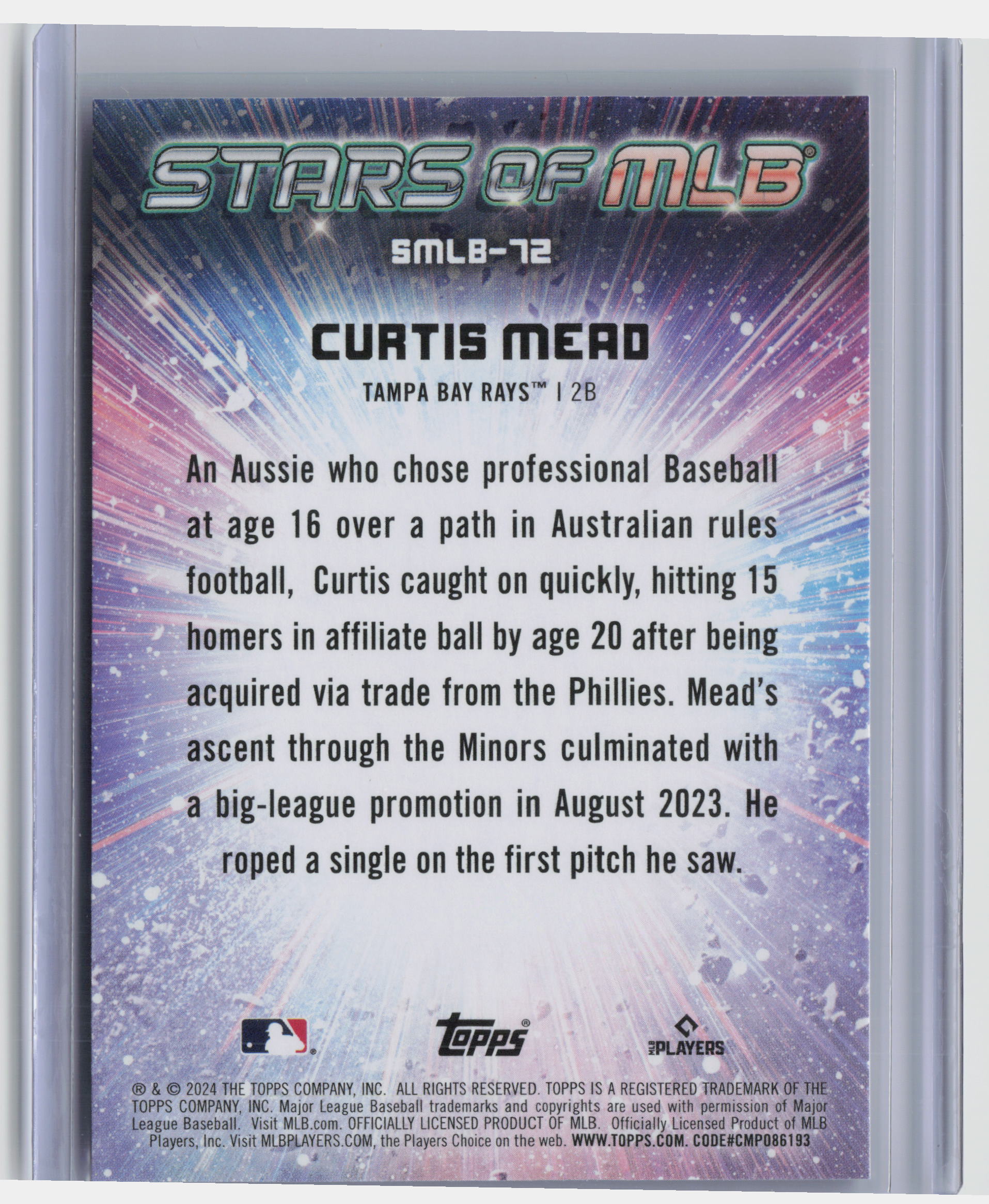 2024 Topps Update #SMLB-72 Curtis Mead Stars of MLB