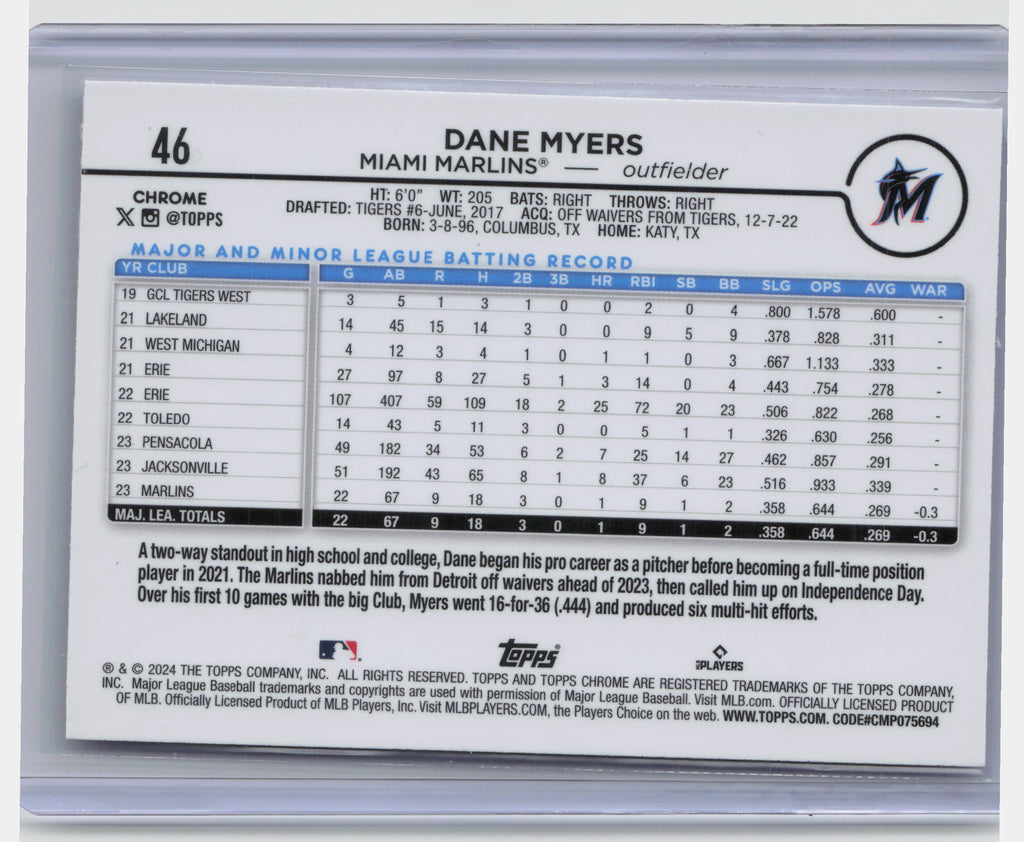 2024 Topps Chrome #46 Dane Myers Prism Refractors