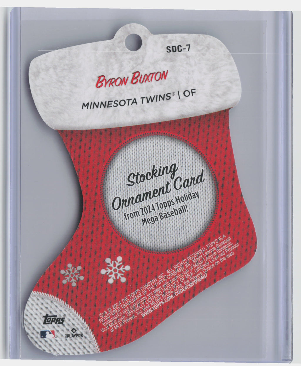 2024 Topps Holiday #SDC-7 Byron Buxton Stocking Die Cut Ornaments