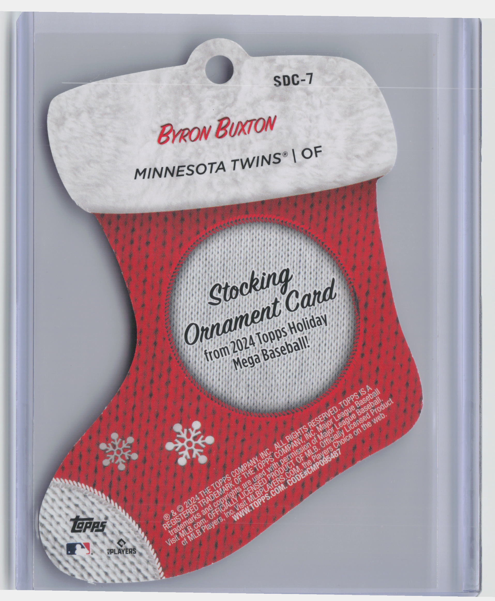2024 Topps Holiday #SDC-7 Byron Buxton Stocking Die Cut Ornaments