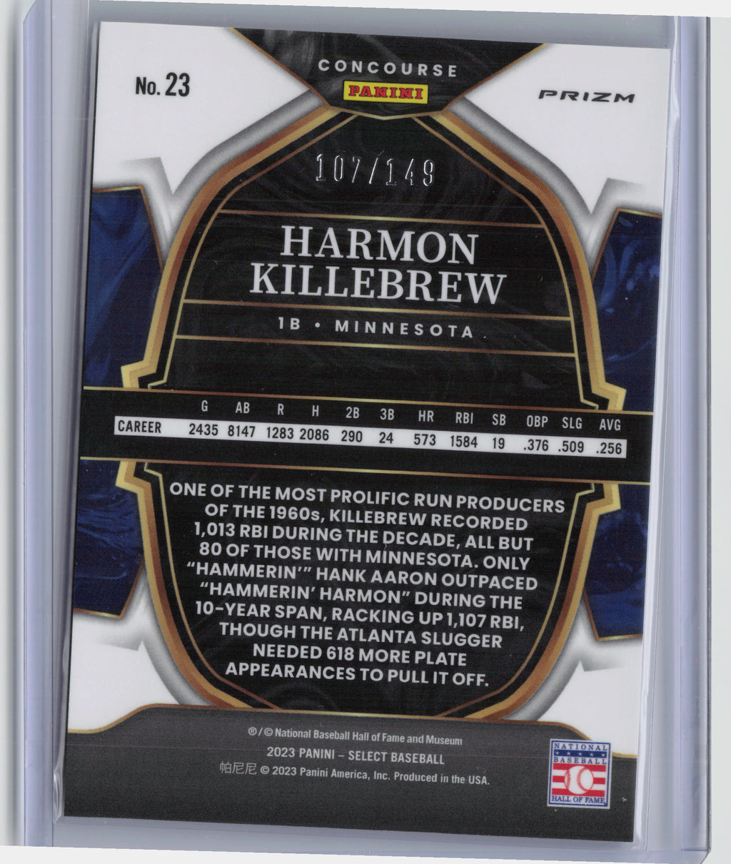 2023 Panini Select #23 Harmon Killebrew White Prizm #/149