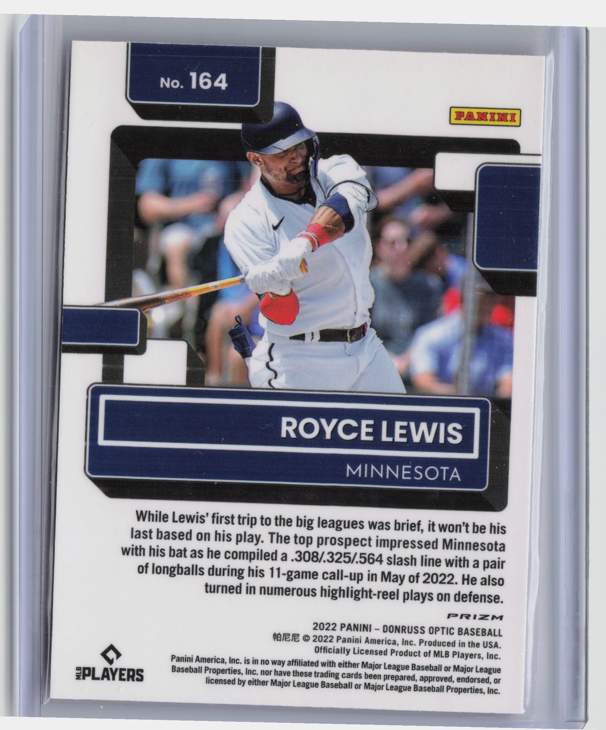 2022 Donruss Optic #164 Royce Lewis Pink Prizm