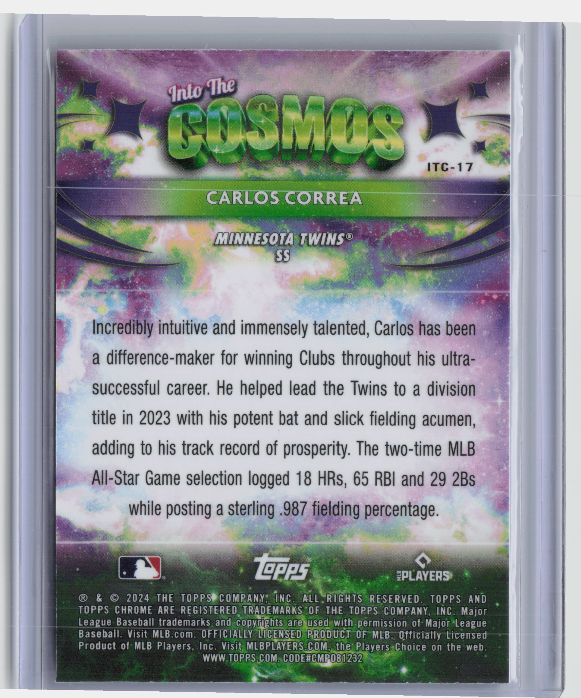 2024 Topps Chrome Cosmic #ITC-17 Carlos Correa Into the Cosmos