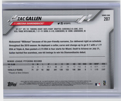 2020 Topps #207 Zac Gallen