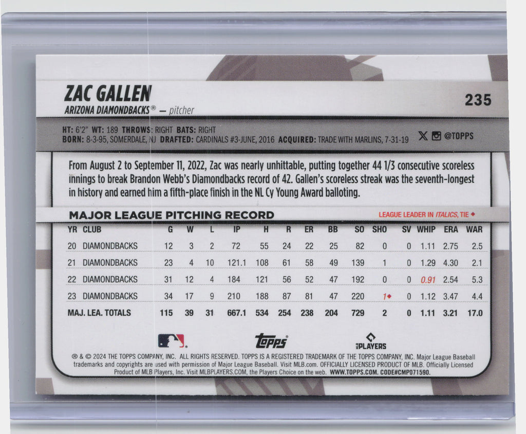 2024 Topps Big League #235 Zac Gallen