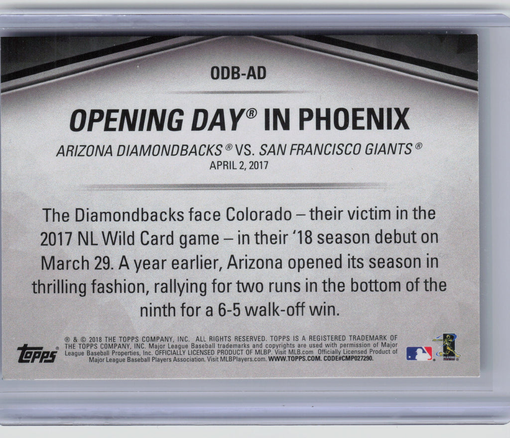 2018 Topps Opening Day #ODB-AD Arizona Diamondbacks Opening Day