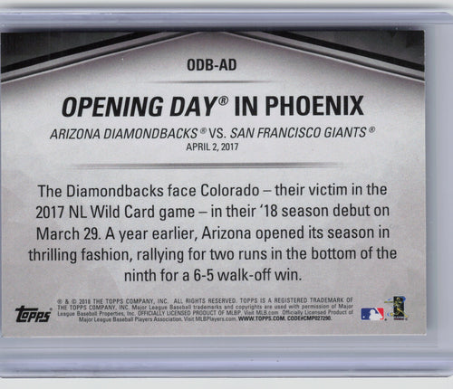 2018 Topps Opening Day #ODB-AD Arizona Diamondbacks Opening Day