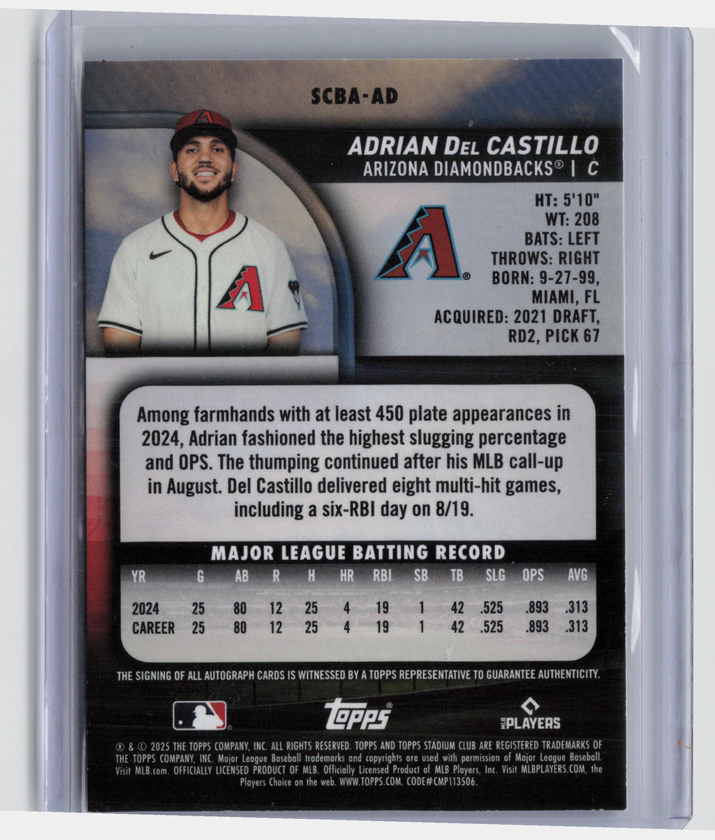 2025 Stadium Club #SCBA-AD Adrian Del Castillo Base Autographs