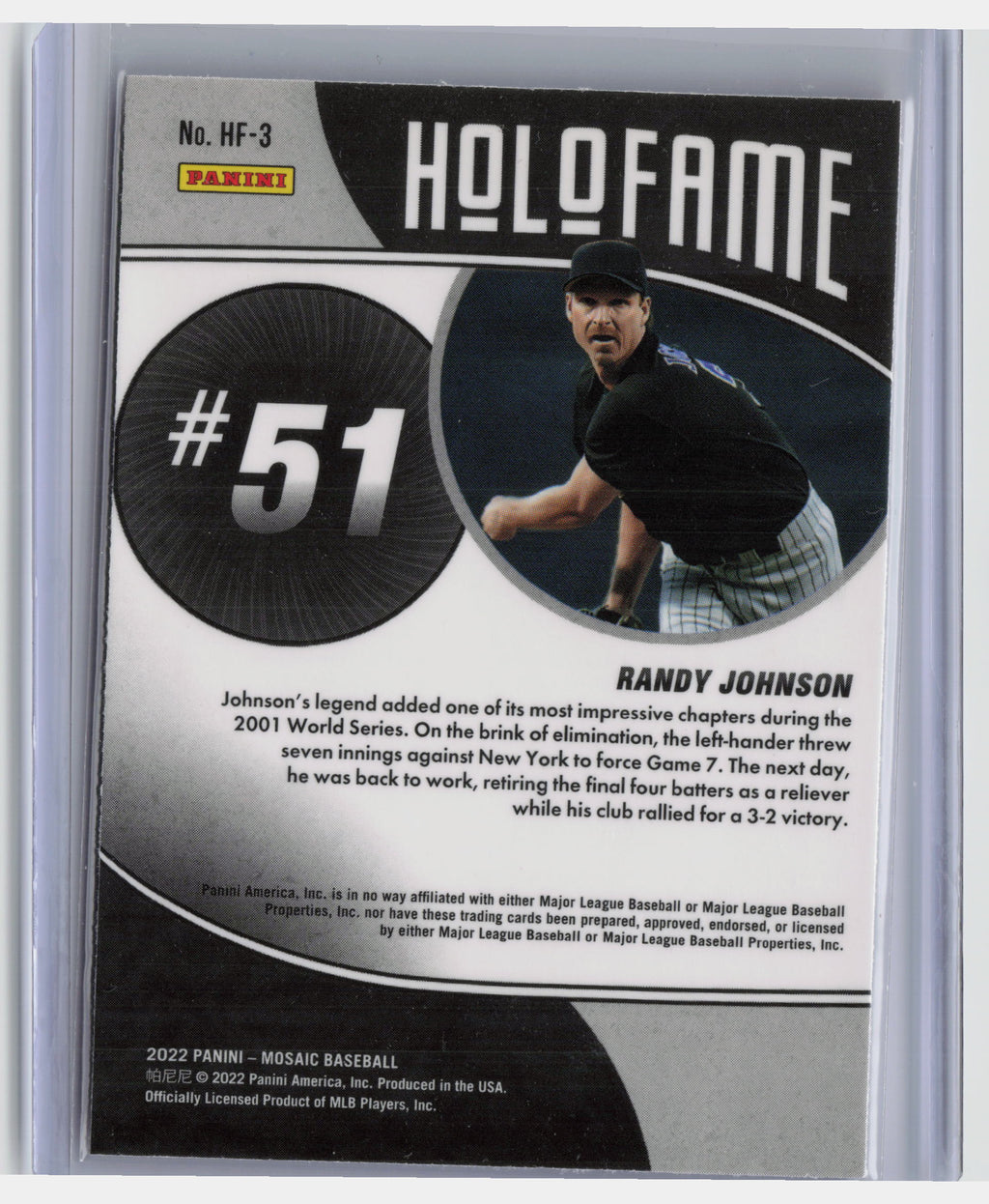 2022 Panini Mosaic #HF-3 Randy Johnson Holofame
