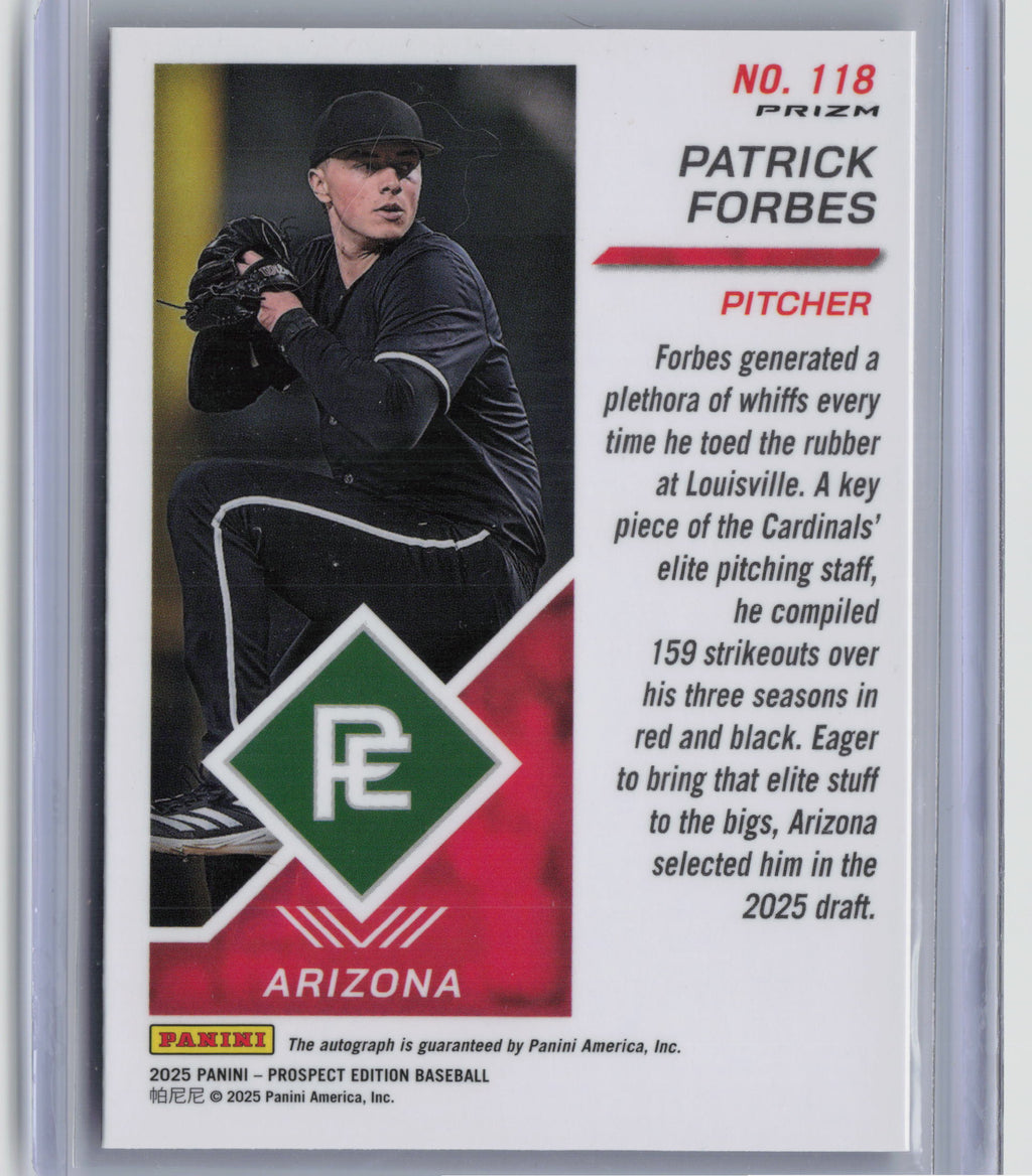 Patrick Forbes 2025 Panini 2025 Panini Prospect Edition Green Prizm Auto Arizona