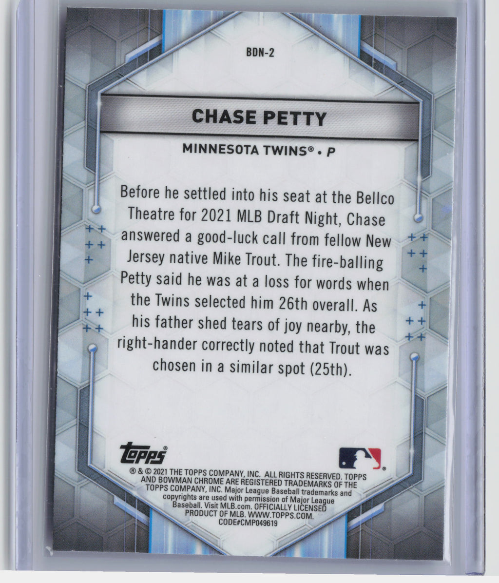 2021 Bowman Draft #BDN-2 Chase Petty Bowman Draft Night