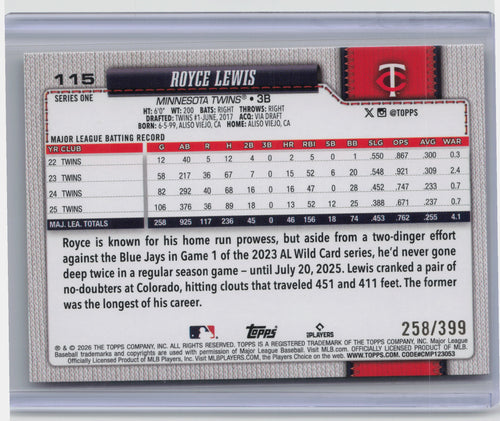 2026 Topps #115 Royce Lewis FoilFractors #/1