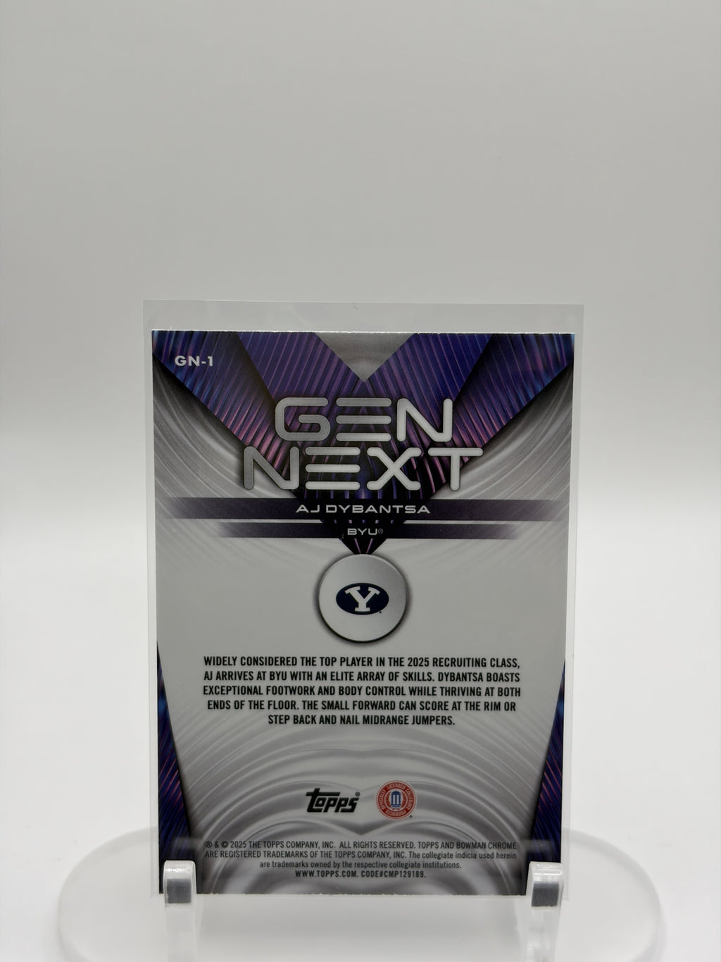 2025-26 Bowman #GN-1 AJ Dybantsa Gen Next Mini-Diamond Refractor #/150