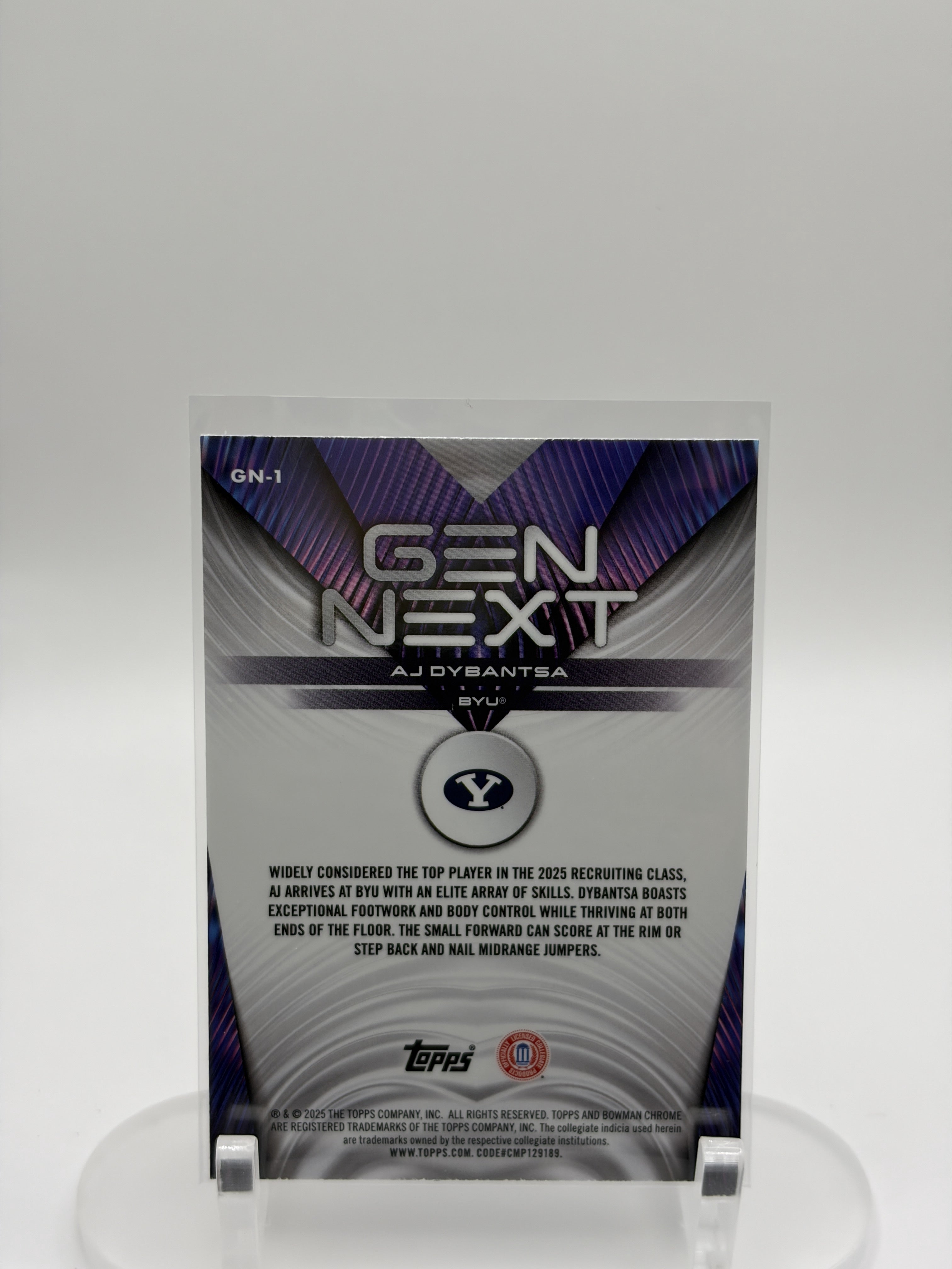 2025-26 Bowman #GN-1 AJ Dybantsa Gen Next Mini-Diamond Refractor #/150