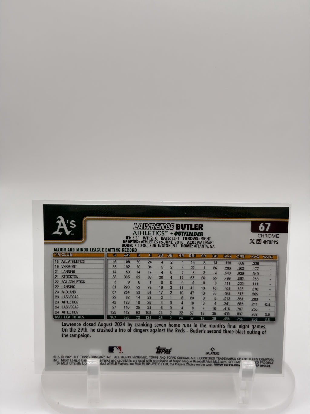 #67 Lawrence Butler Gold Cracked Ice Refractor /50