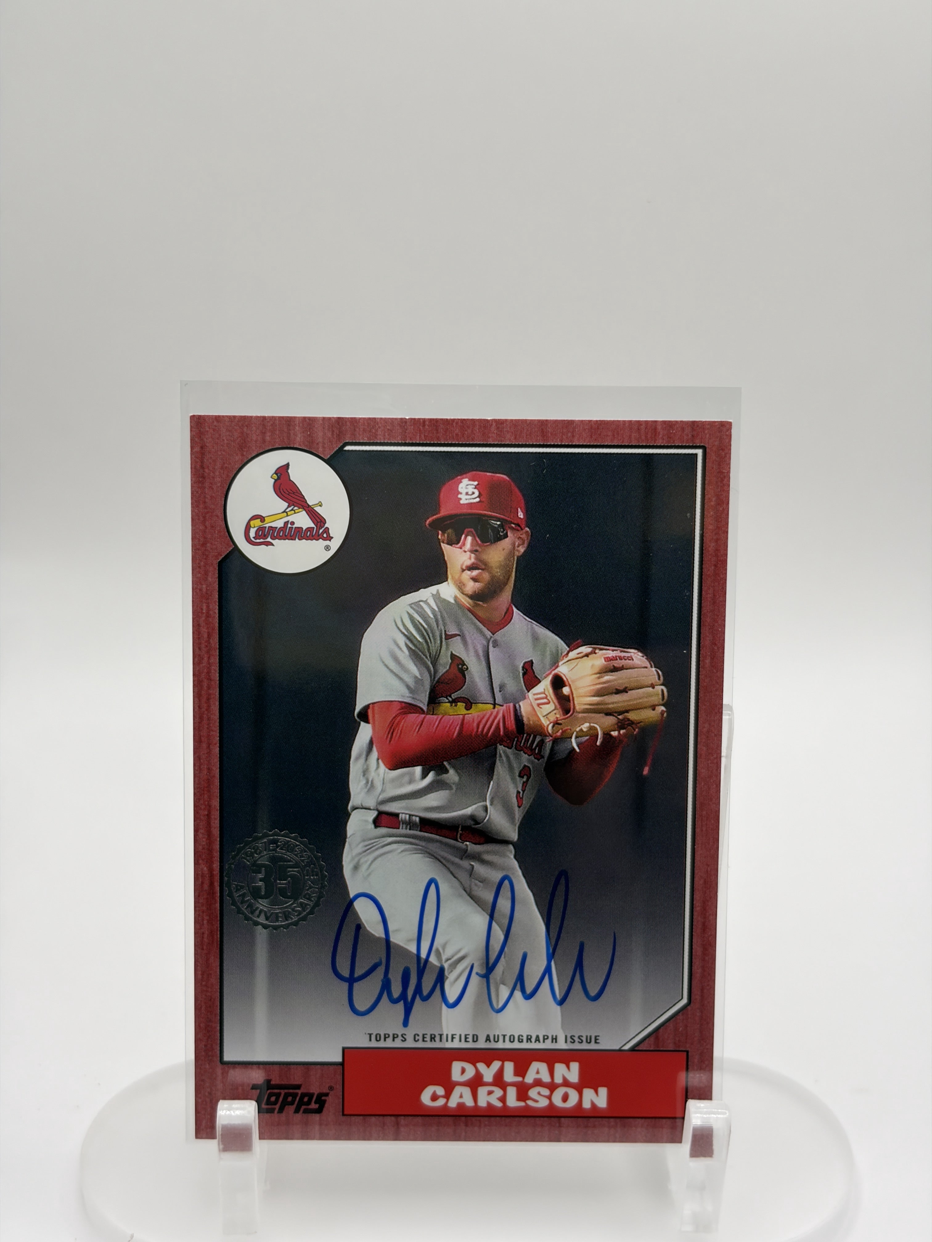 2022 Topps #87BA-DC Dylan Carlson 1987 Topps Baseball 35th Anniversary Autos /25