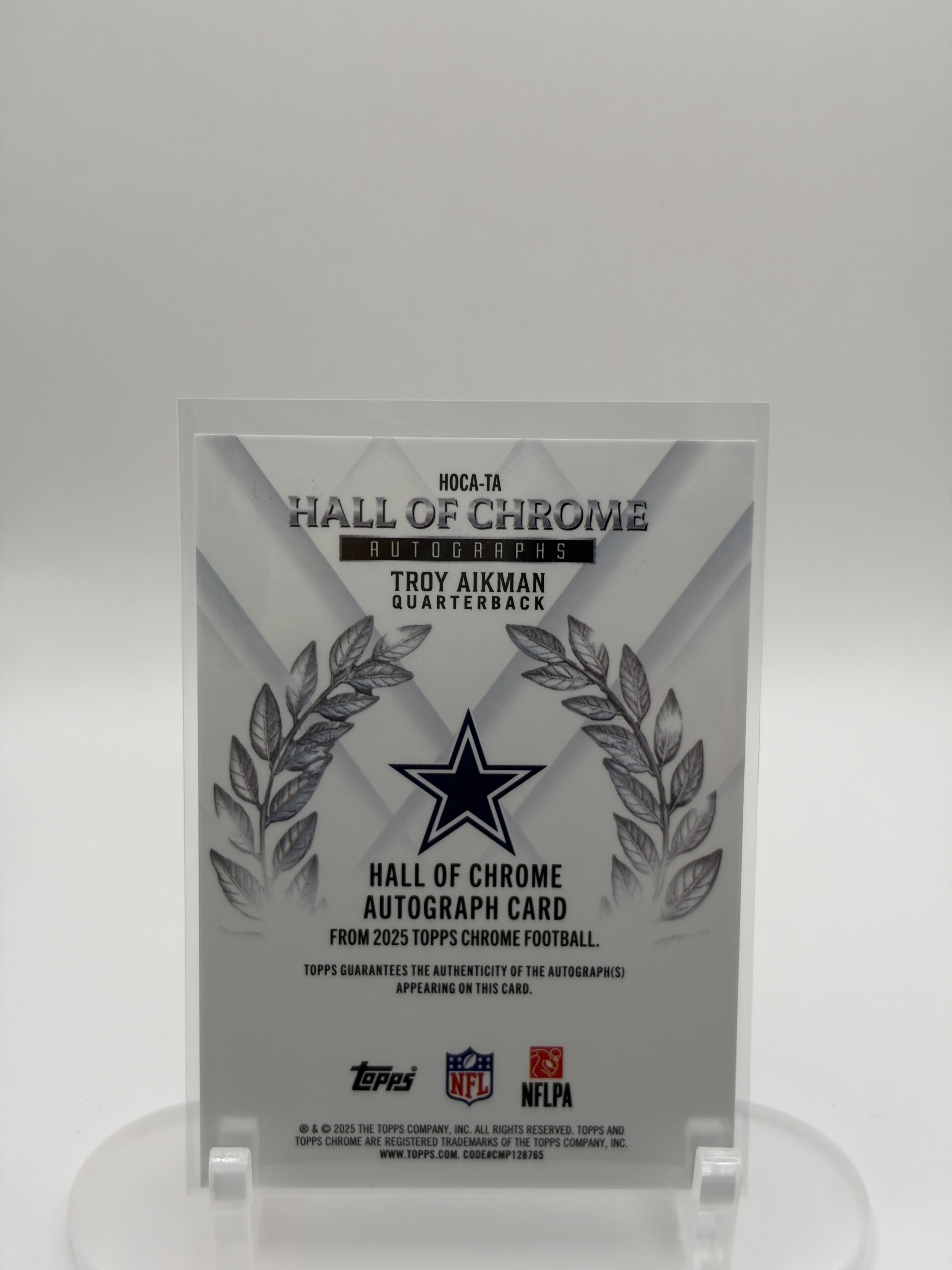 2025 Topps Chrome #HOCA-TA Troy Aikman Hall of Chrome Autographs Gold #/50
