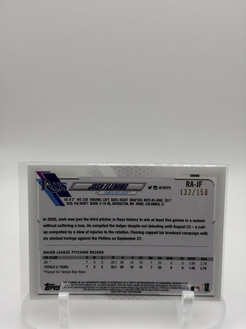 2021 Topps Chrome #RA-JF Josh Fleming Rookie Autographs Purple Refractor #/250