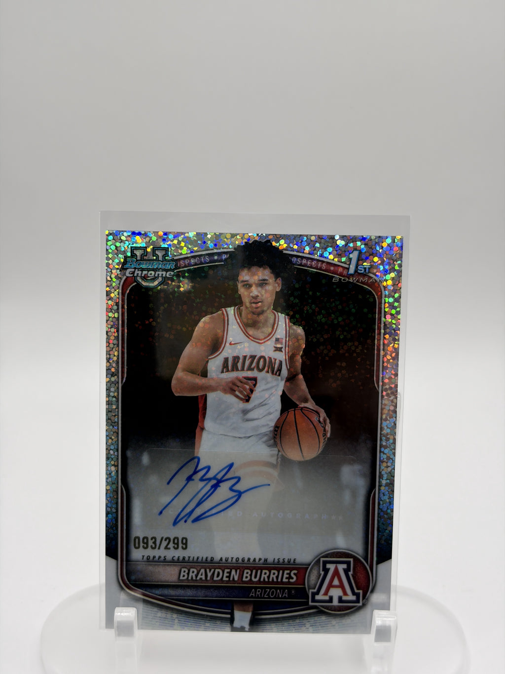 2025-26 Bowman Brayden Burries 1st Bowman Speckle Refractor Auto /299 Arizona