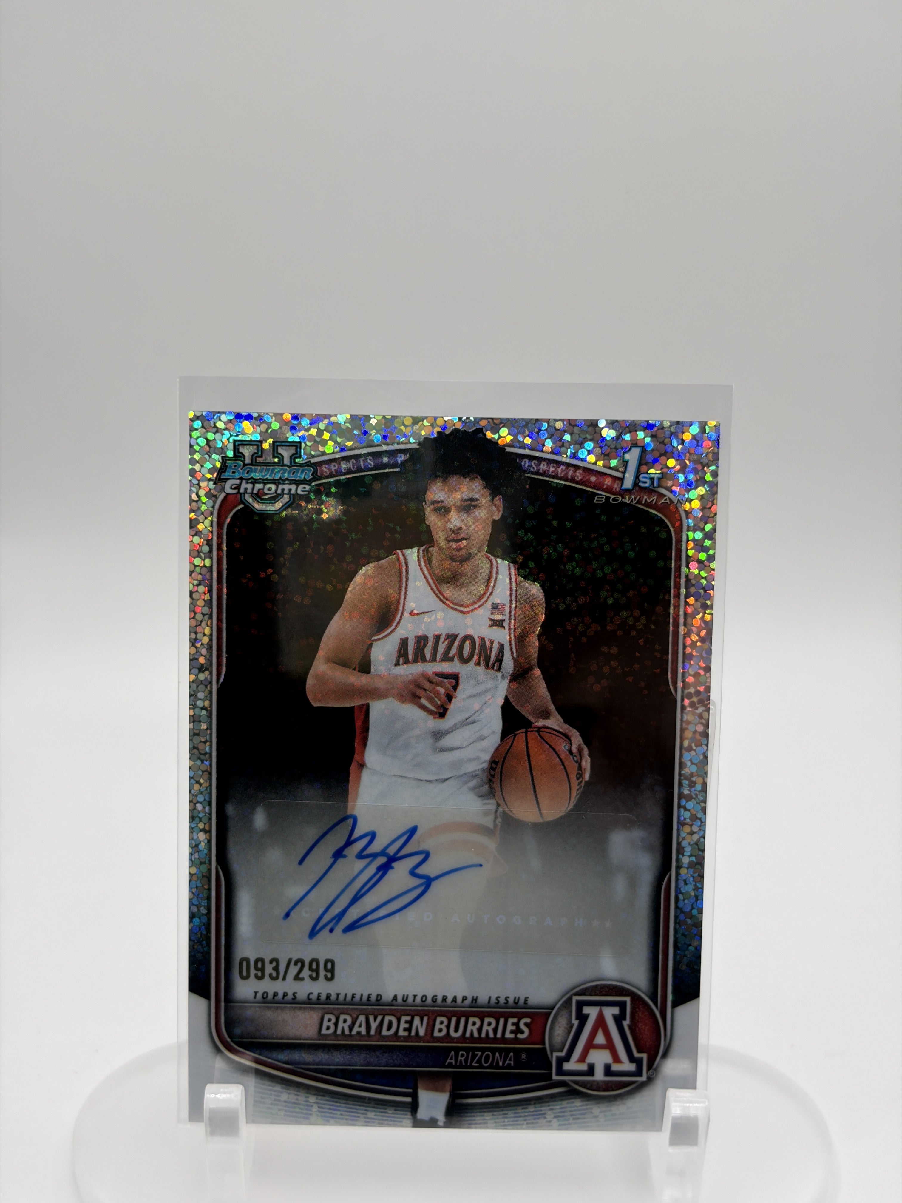 2025-26 Bowman Brayden Burries 1st Bowman Speckle Refractor Auto /299 Arizona