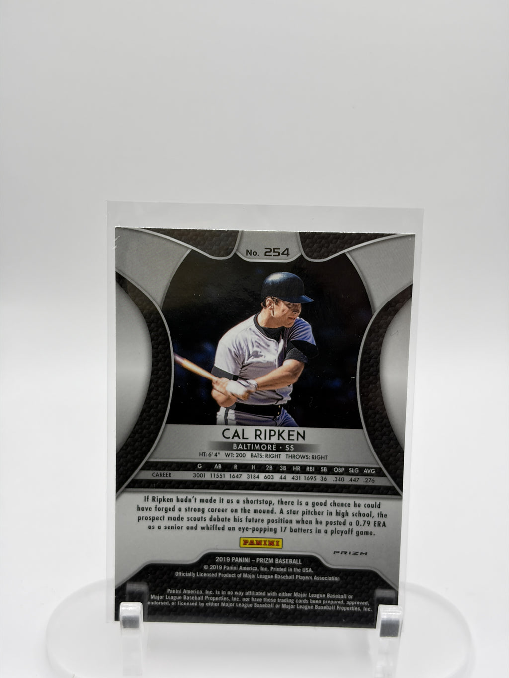 2019 Panini Prizm #254 Cal Ripken Hyper Prizm Purple/Green