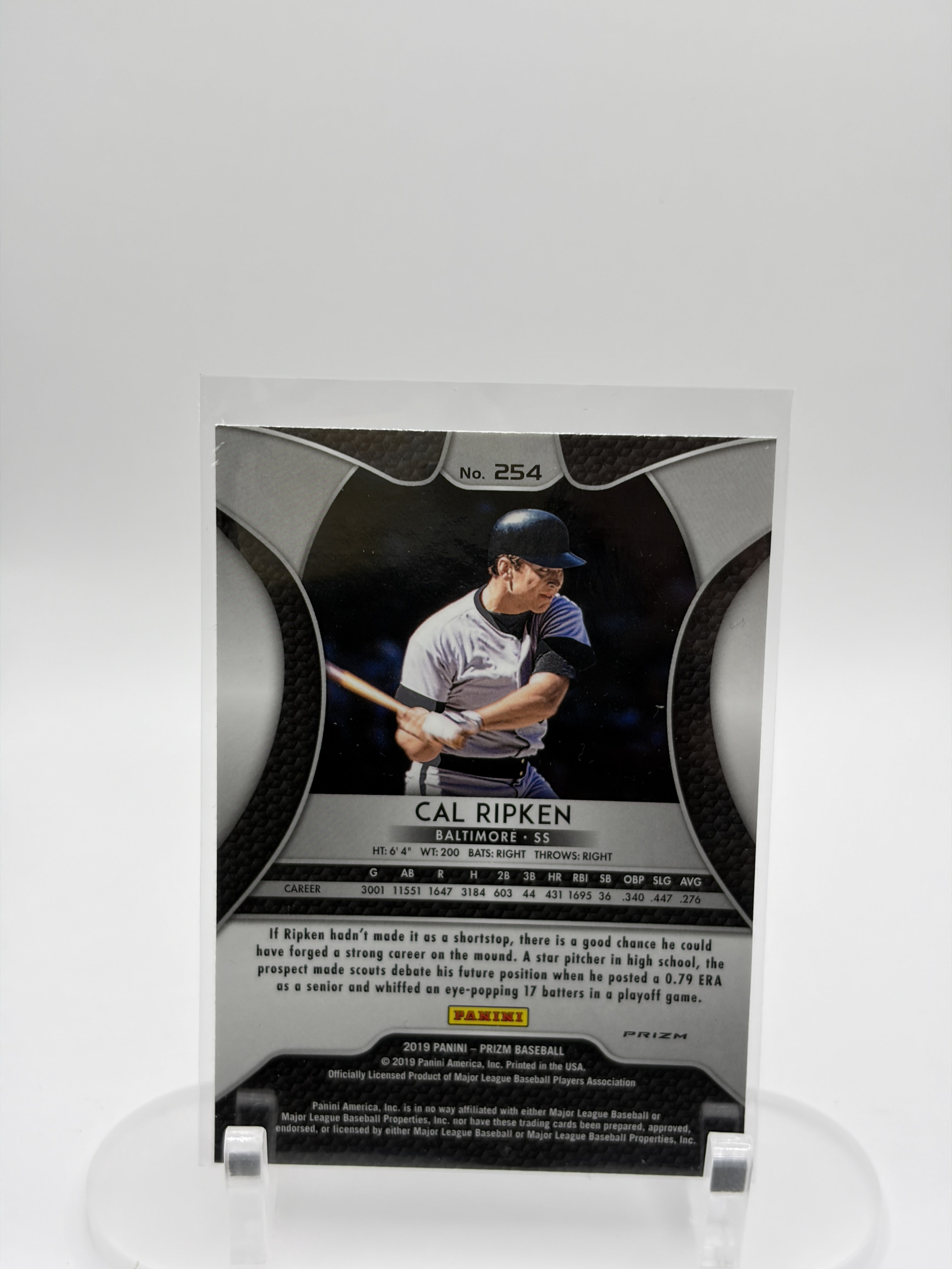 2019 Panini Prizm #254 Cal Ripken Hyper Prizm Purple/Green