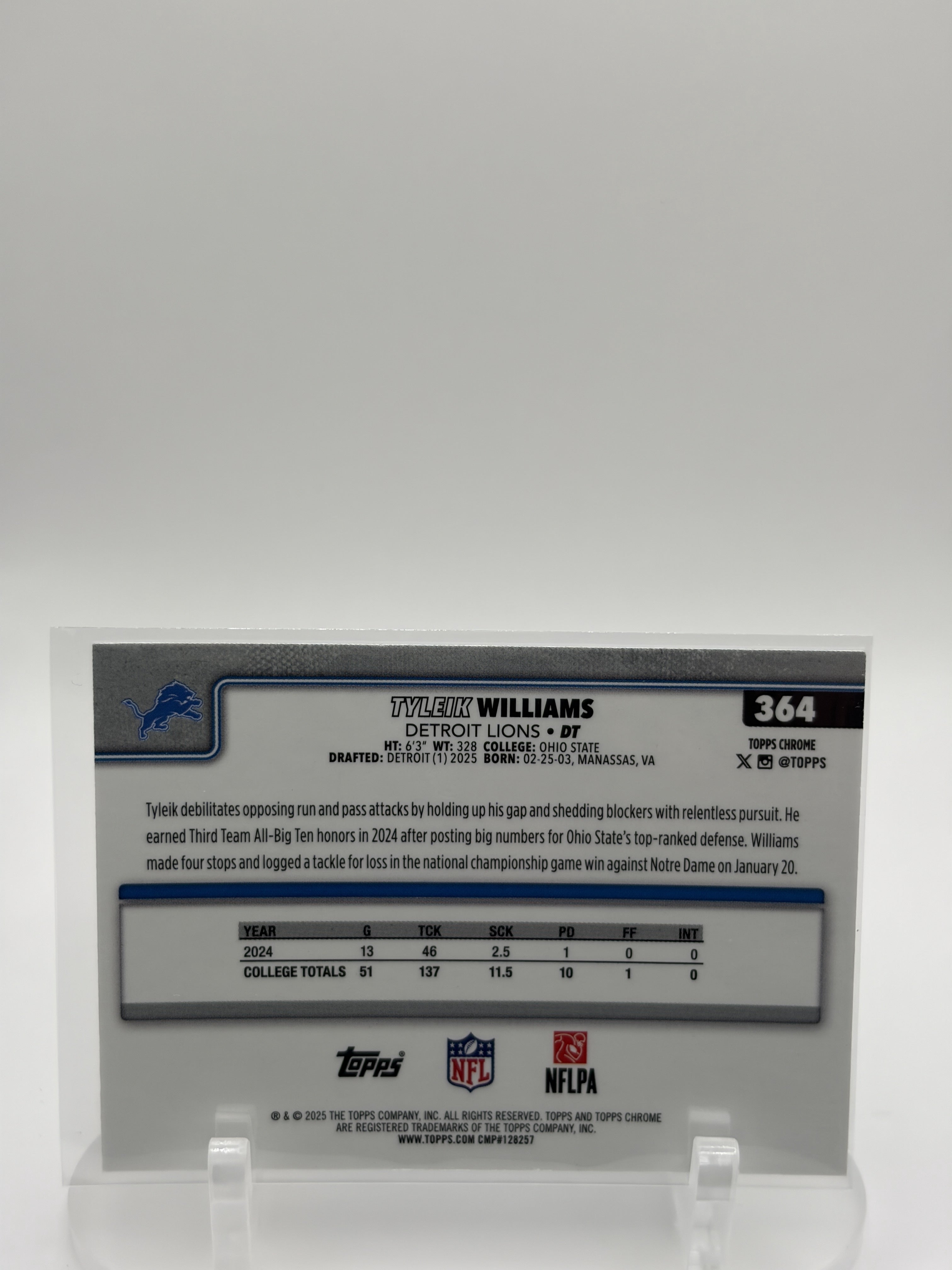 2025 Topps Chrome #364 Tyleik Williams
