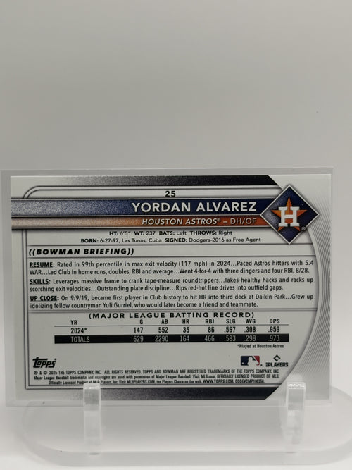 2025 Bowman Fuchsia 65/299 Yordan Alvarez #25
