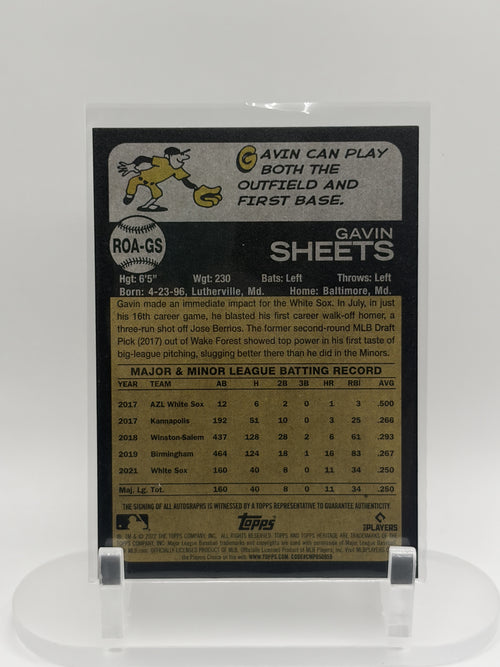2022 Topps Heritage #ROA-GS Gavin Sheets Real One Autographs