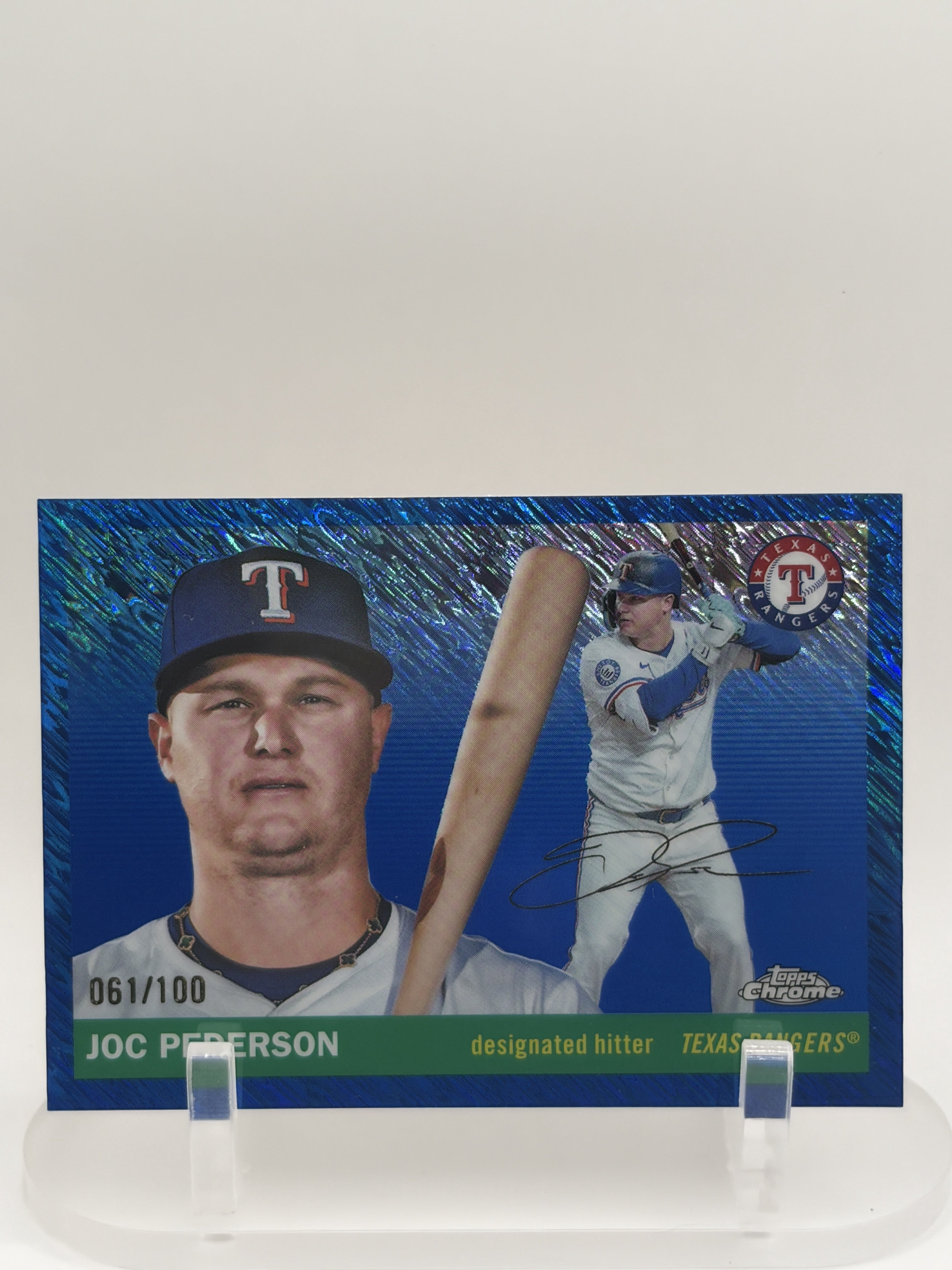 2025 Topps Chrome Platinum Joc Pederson Blue Shimmer/100 #54 Rangers
