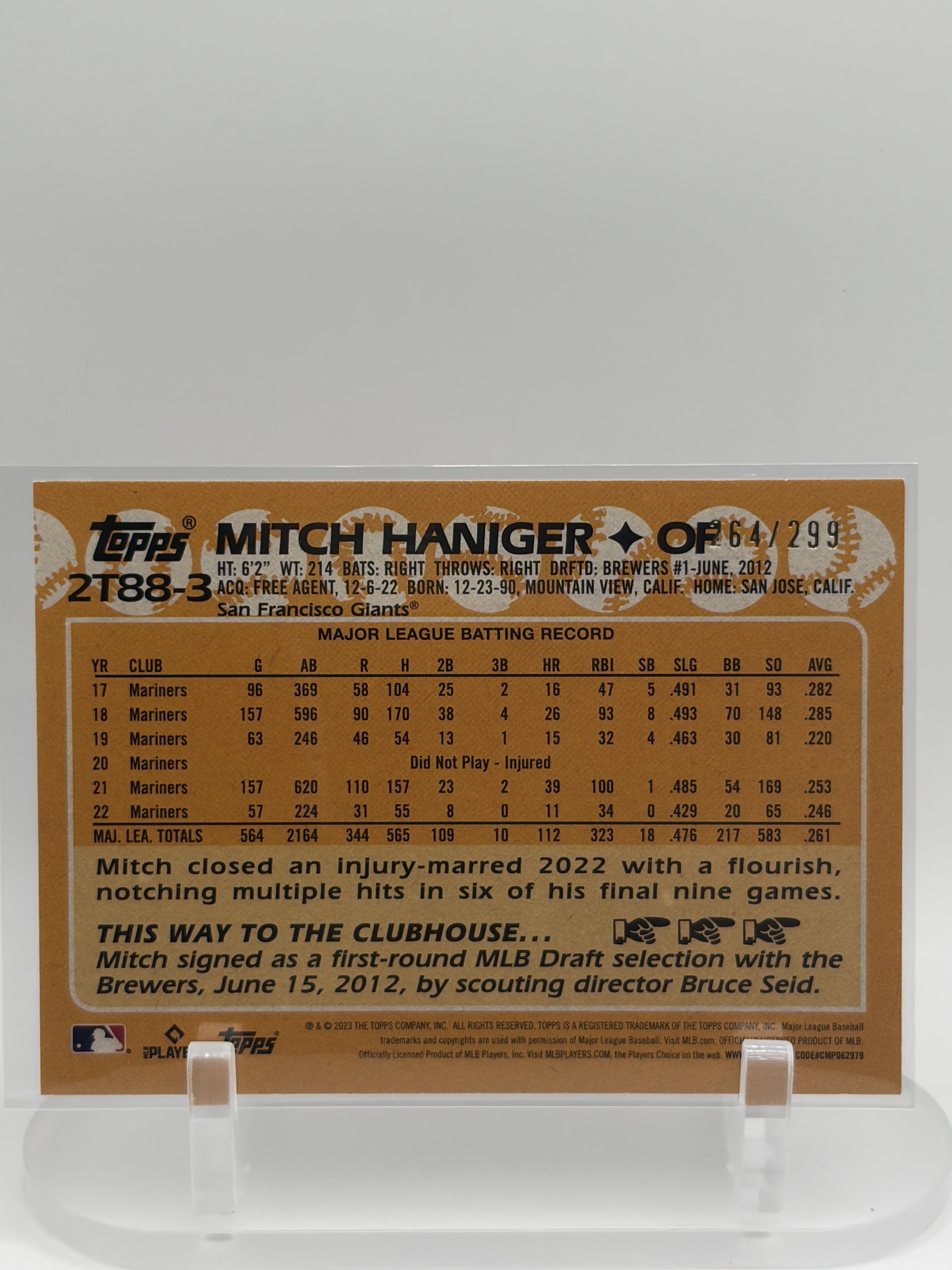 Mitch Haniger 2023 Topps San Francisco Giants 1988 Black (Series Two) SN