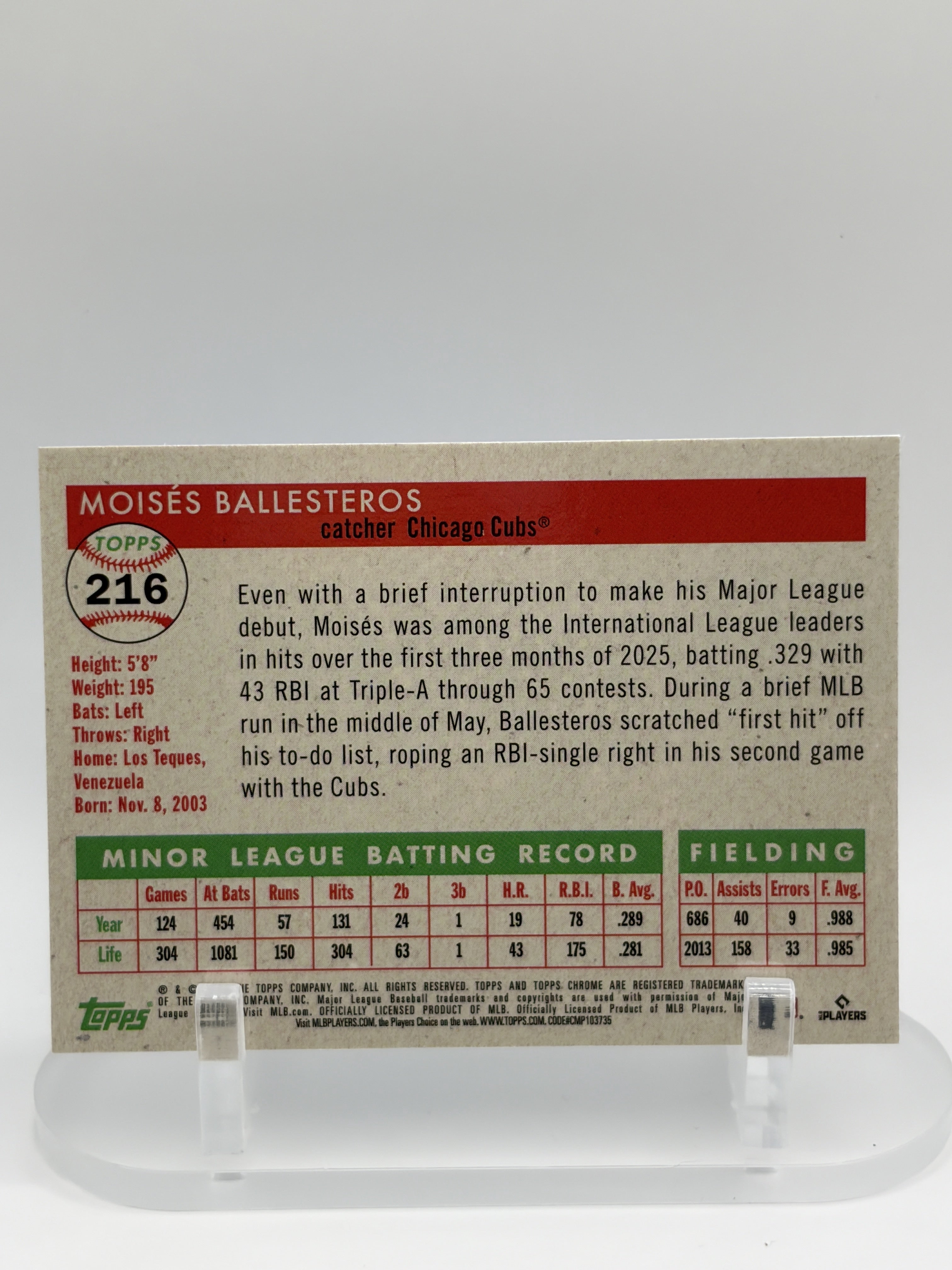 2025 Topps Chrome Platinum Moises Ballesteros Blue Vibrations /250