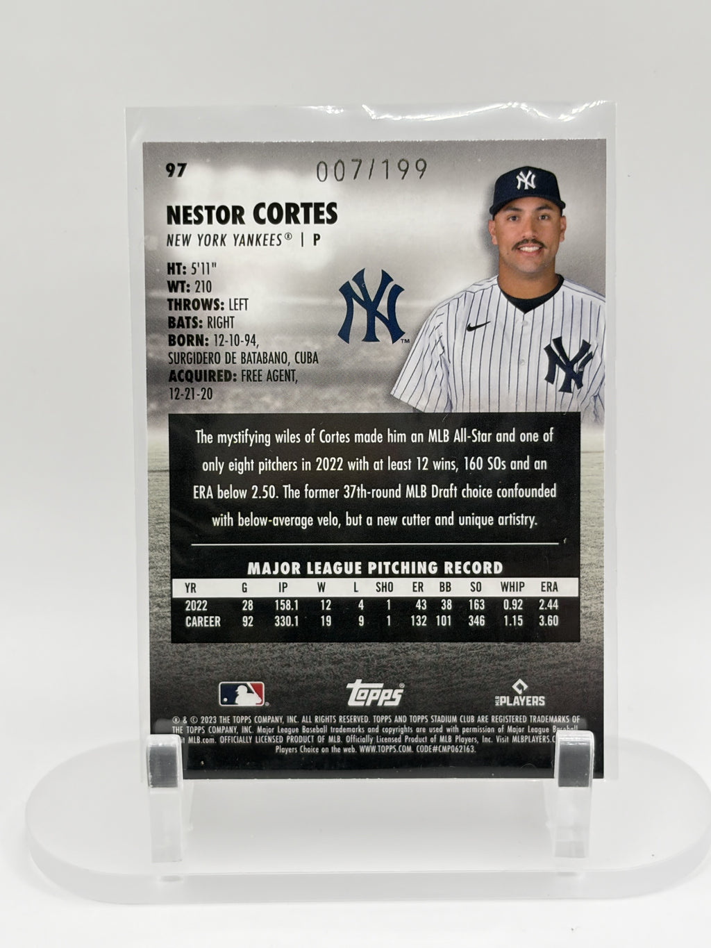 Nestor Cortes #97 2023 Stadium Club New York Yankees Orange Foil /199