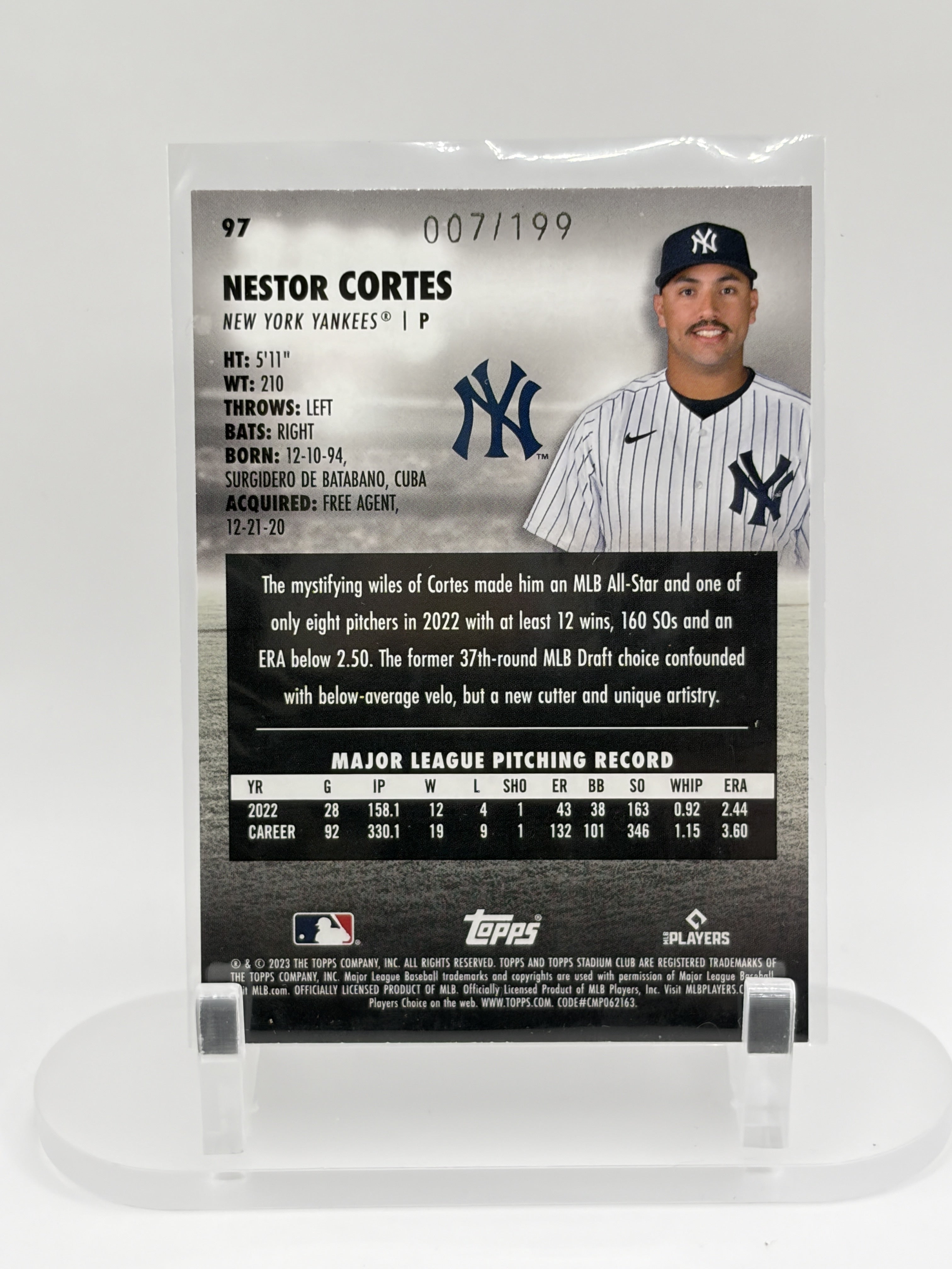 Nestor Cortes #97 2023 Stadium Club New York Yankees Orange Foil /199