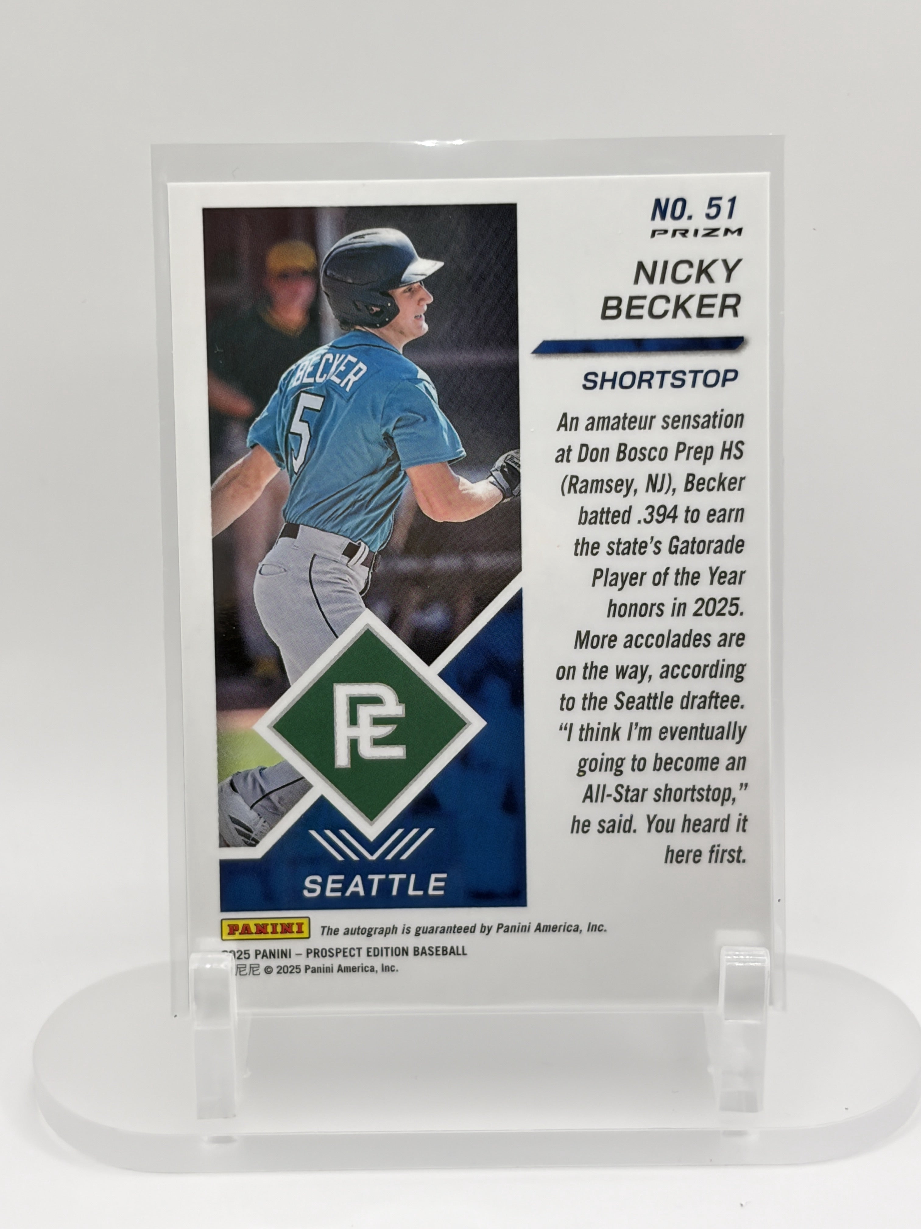 2025 Panini Prospect Edition #51 Nicky Becker Holo Prospect Ticket Signatures