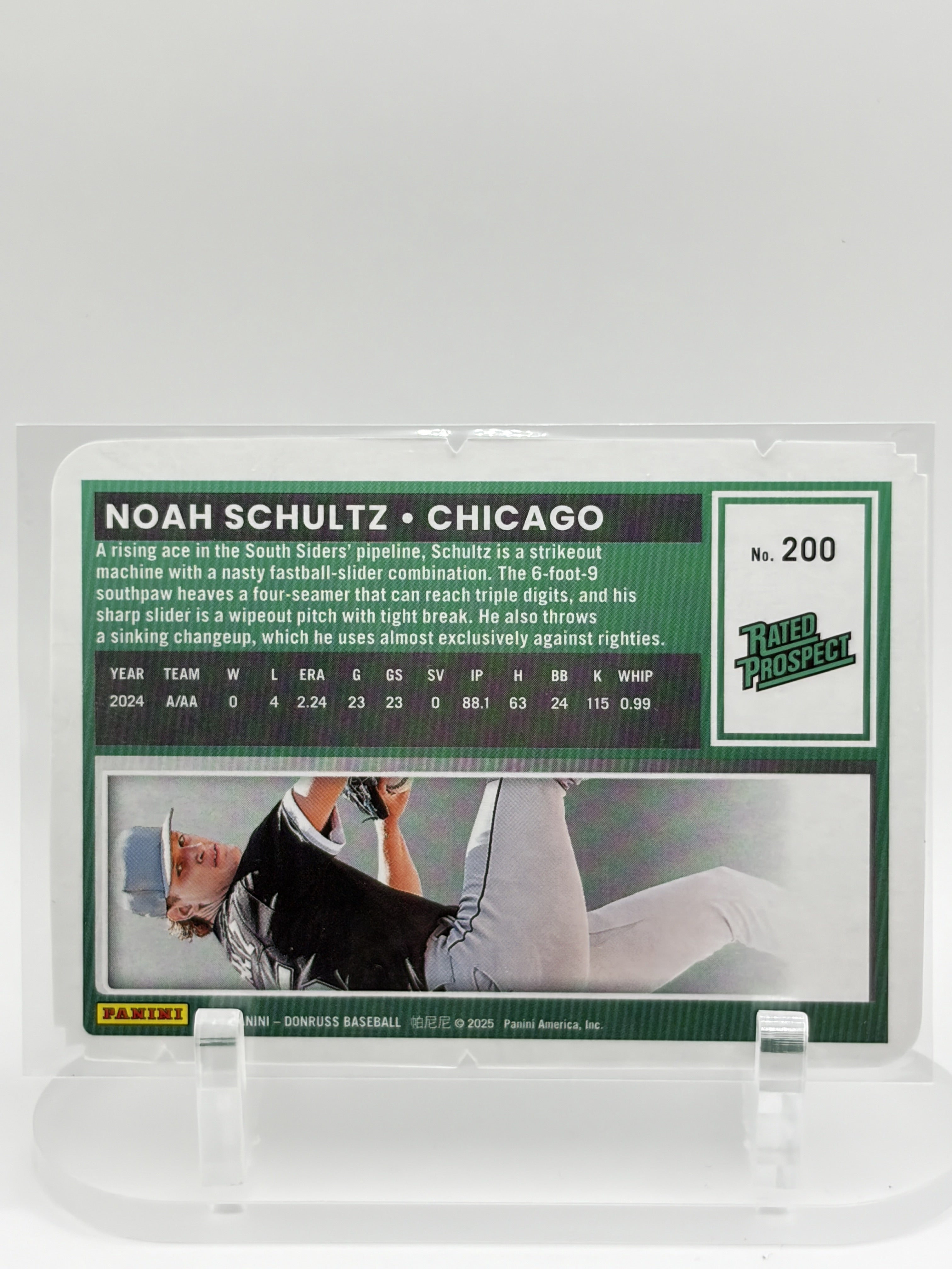 Noah Schultz 2025 Panini Donruss /75 Chicago White Sox #200