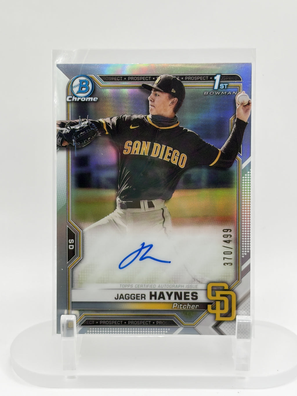 2021 Bowman Chrome #CPA-JH Jagger Haynes Prospect Autographs Refractor #/499