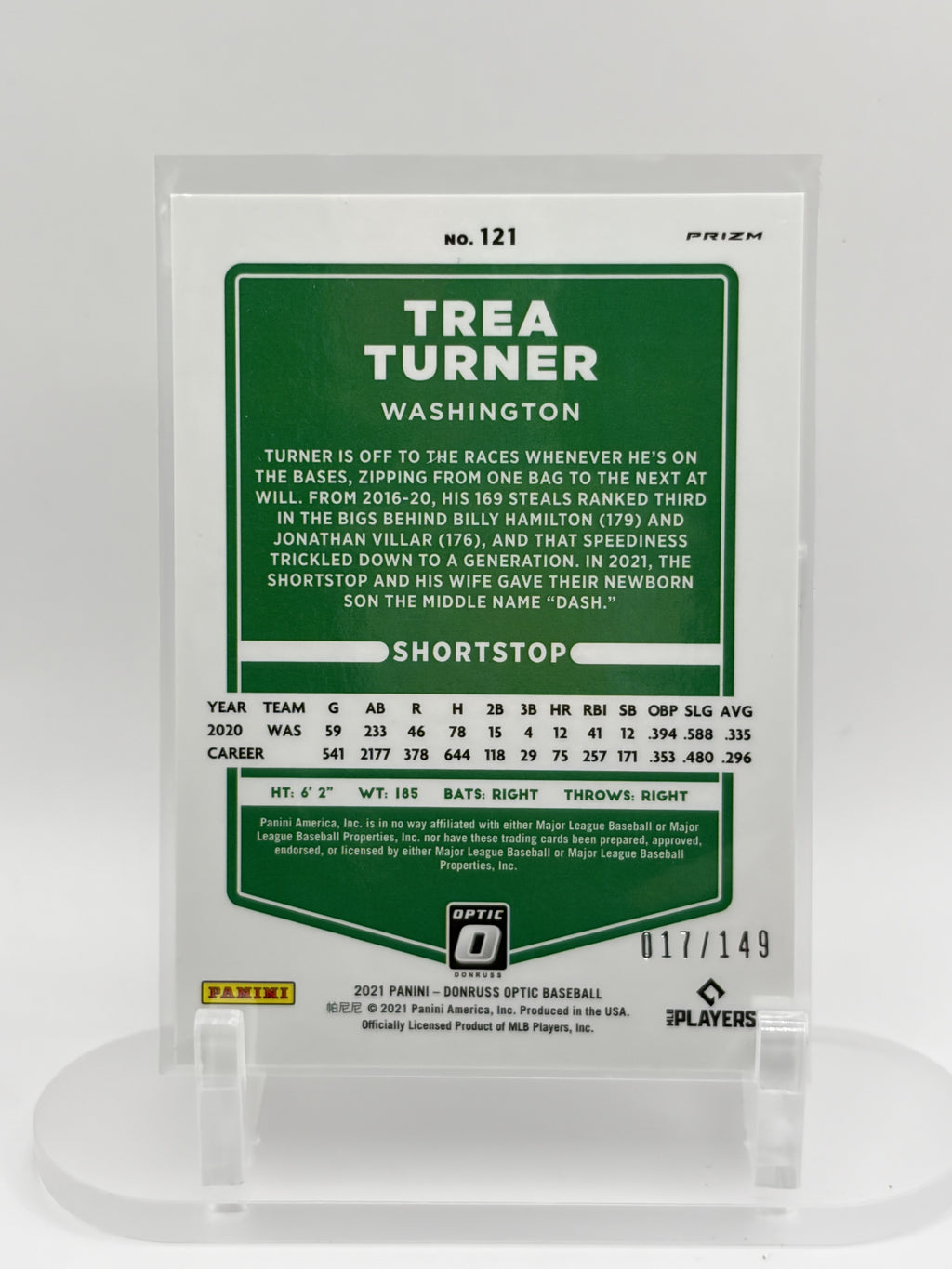 2021 Donruss Optic #121 Trea Turner Black Stars #/149