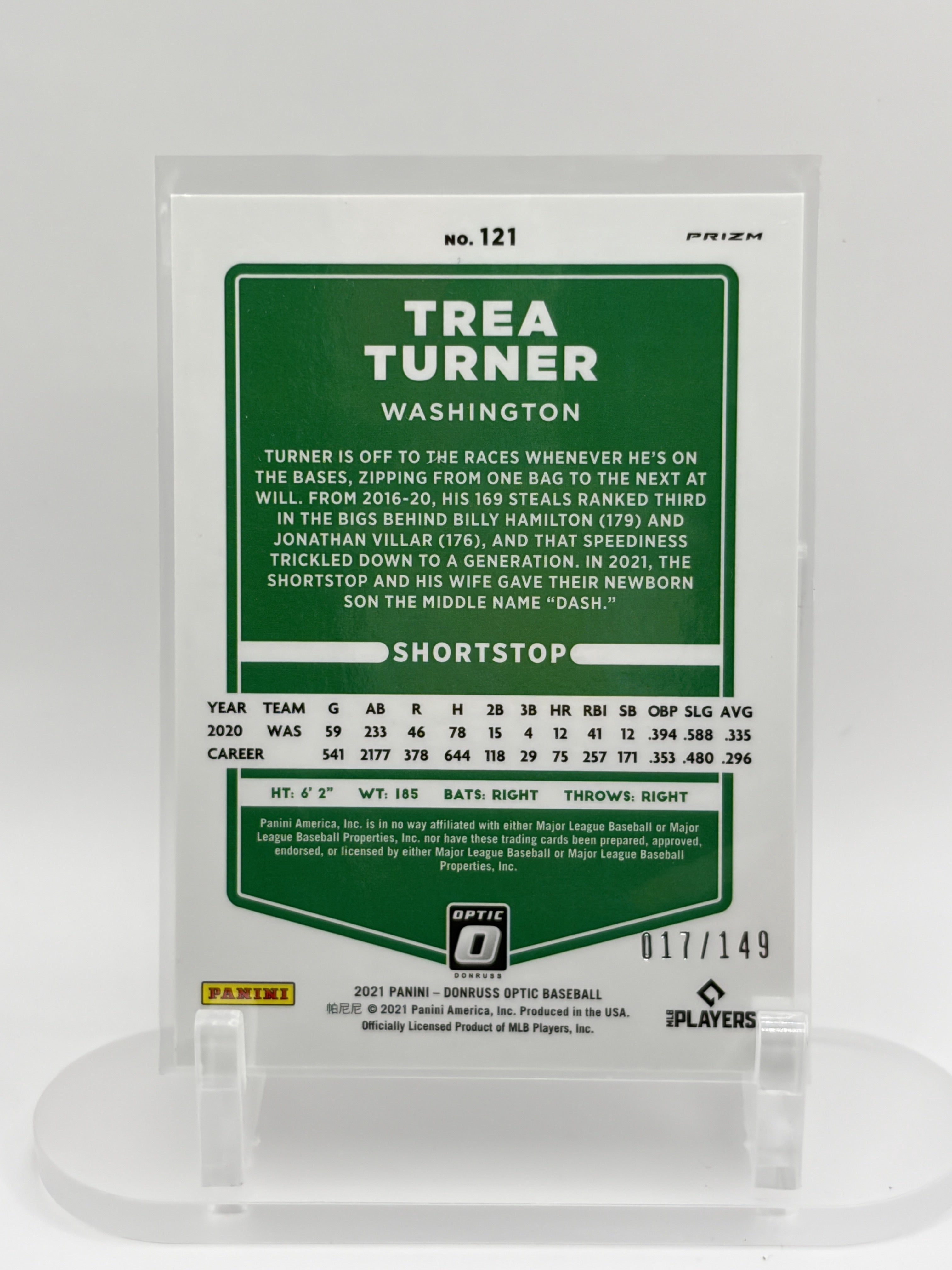 2021 Donruss Optic #121 Trea Turner Black Stars #/149