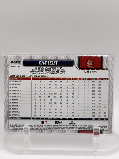 2026 Topps #497 Kyle Leahy Aqua Holo Foil