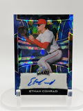 2025 Leaf Metal #BA-EC1 Ethan Conrad Base Autographs Crystal Blue #/15