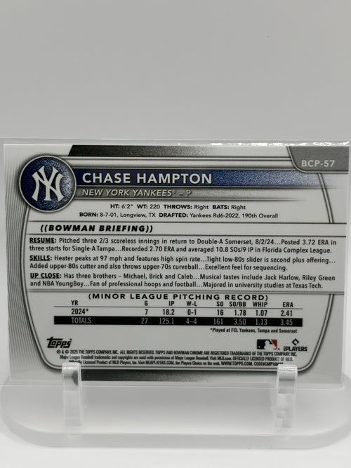 2025 Bowman #BCP-57 Chase Hampton Chrome Prospects Reptilian Refractor