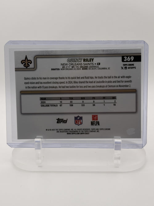 2025 Topps Chrome #369 Quincy Riley Football Leather Refractor