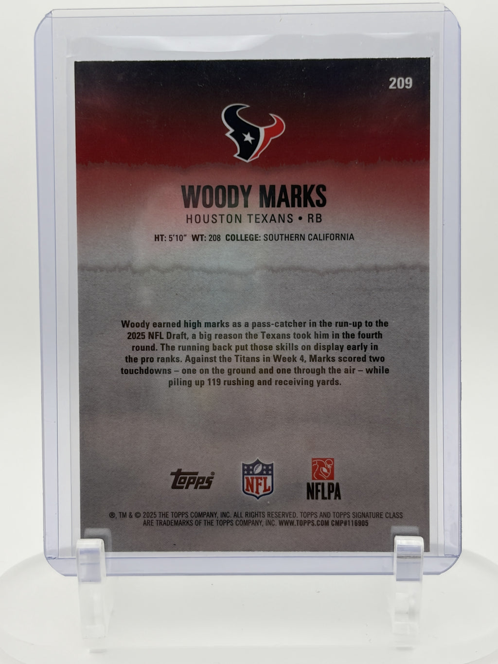 2025 Topps Signature Class #209 Woody Marks Chrome Teal Refractor #/225