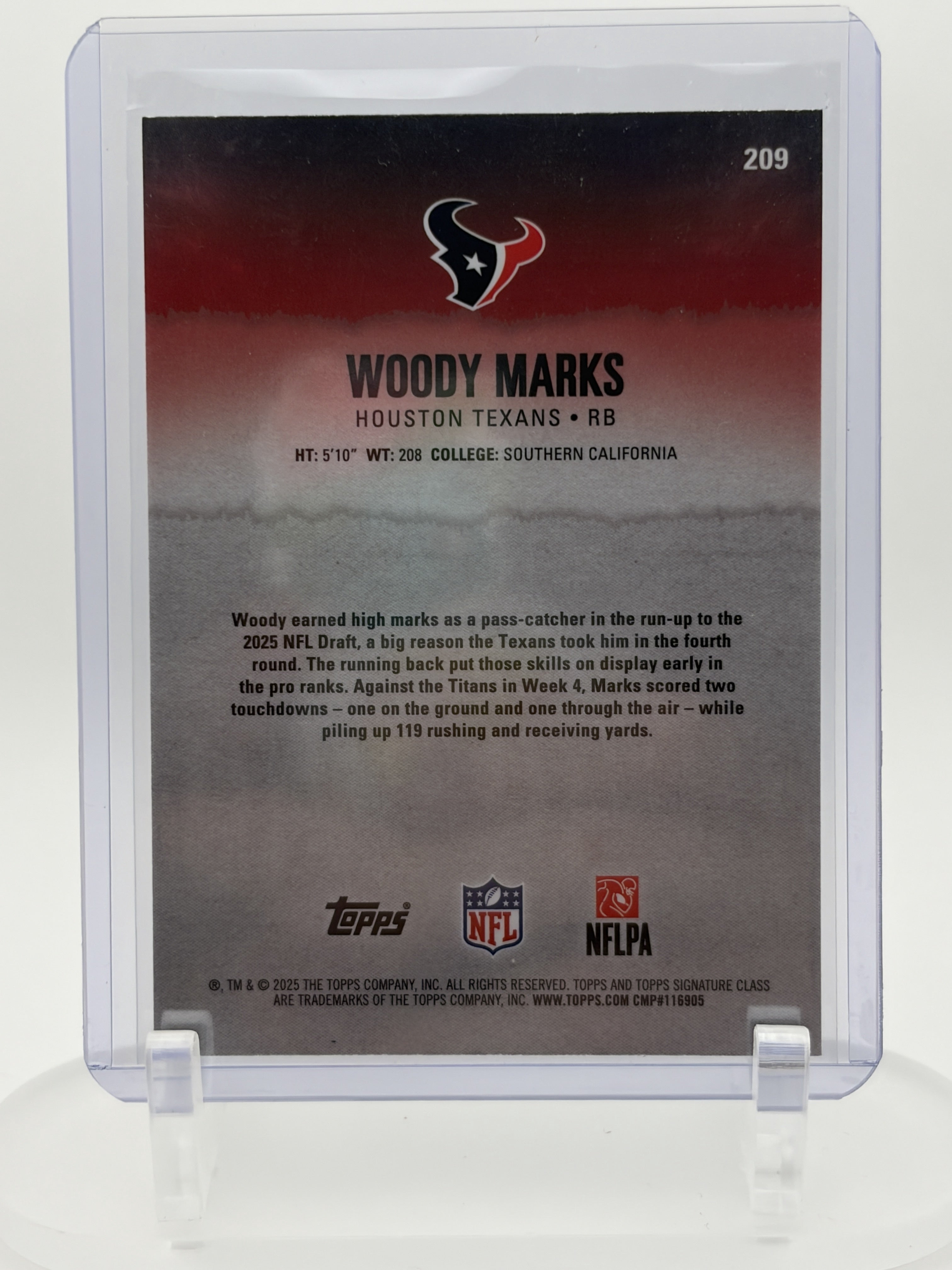 2025 Topps Signature Class #209 Woody Marks Chrome Teal Refractor #/225